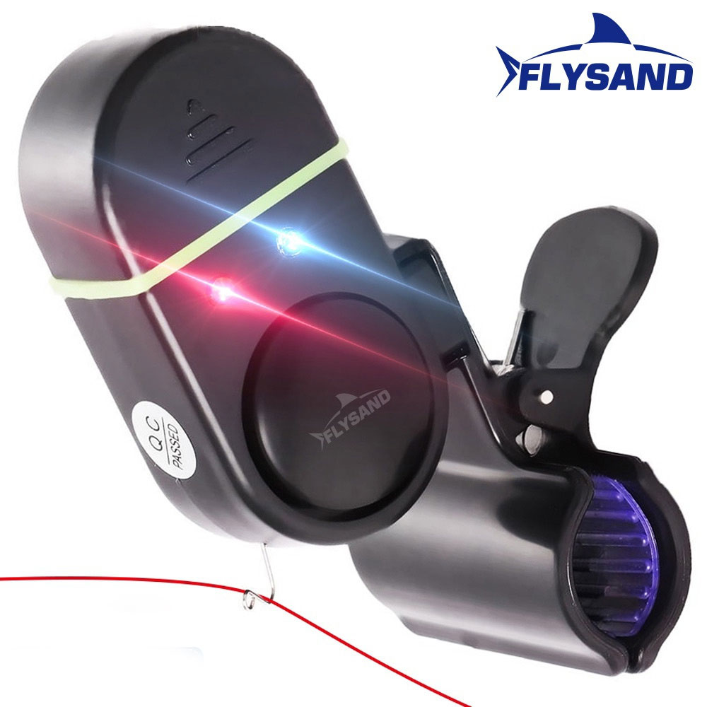 Fish Alarm - FLYSAND Fischbiss-Köder-Alarm, Alarmton, Glocke, 2 LEDs,