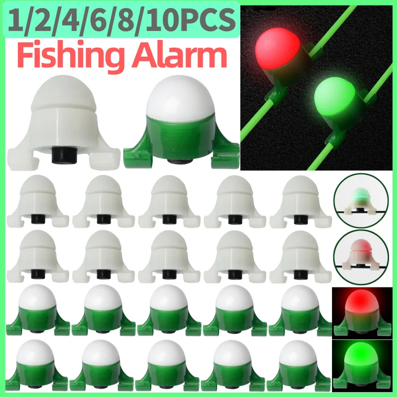 Bite Alarm - 2-8 Stück LED-Nachtangel-Alarmleuchte, Angelruten-Clip mit Glocke,